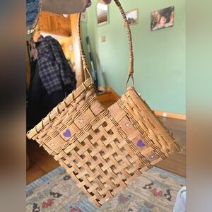 Heart Woven Basket Cottagecore Grannycore Herbalist